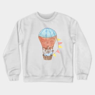 Rabbit on hot air balloon Crewneck Sweatshirt